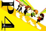  bad_id chibi fan fuu_takara glasses hanamura_yousuke headphones narukami_yuu pantyhose persona persona_4 satonaka_chie school_uniform seta_souji sword weapon wink 