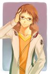  glasses hair_tussle hanamura_yousuke headphones headphones_around_neck hijiri_ruka persona persona_4 