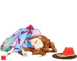  fruit japanese_clothes kimono neon_genesis_evangelion sleeping source_request souryuu_asuka_langley watermelon yukata 