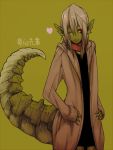  dragon_tail green_skin heart monster_girl nankinjouto original pointy_ears ryujin_senpai ryuujin_no_senpai scales scarf tail 