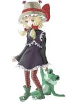  blonde_hair boots frills frog frogs gothic_lolita hat lolita_fashion moriya_suwako plush ribbon ribbons short_hair shuga_(soranote) striped striped_legwear striped_thighhighs stuffed_toy thigh-highs thighhighs touhou yellow_eyes 