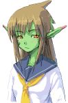  dragon_girl ebizome expressionless green_skin monster_girl oekaki original pointy_ears ryujin_senpai ryuujin_no_senpai scales school_uniform serafuku 