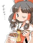  cup_ramen eating food hakurei_reimu japanese_clothes kanoe_soushi lowres miko noodles oekaki ramen touhou wink 