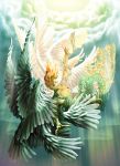  angel angel_wings blue_eyes chains long_hair macca orange_hair wings 