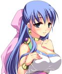  blue_eyes blue_hair bow breasts dragon_quest dragon_quest_v earrings flora flora_(dragon_quest) hair_bow jewelry large_breasts long_hair ookami_ryousuke sakimi_tama smile 