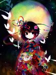  butterflies fox_mask japanese_clothes kazu_(muchuukai) mask moon original short_hair solo 