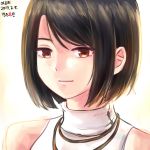  bare_shoulders black_hair brown_eyes dungeon_and_fighter female_priest_(dungeon_and_fighter) looking_at_viewer short_hair smile solo 