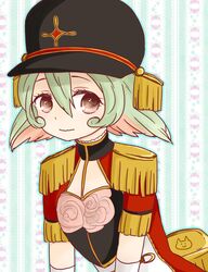  1girl 6269 epaulettes green_hair hat heart mahou_shoujo_ikusei_keikaku mahou_shoujo_ikusei_keikaku_limited military military_uniform postarie short_hair solo uniform 