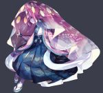  1boy black_nails floral_print full_body inkay japanese_clothes nail_polish outstretched_hand personification pokemon sandals side_glance solo standing suana veil 