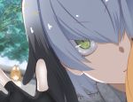  2017 2girls animal_ears bangs black_gloves black_hair blurry cat_ears closed_mouth cototiworld dated depth_of_field eyebrows_visible_through_hair eyelashes fingerless_gloves gloves green_eyes highres kemono_friends looking_at_viewer multicolored_hair multiple_girls orange_hair reflective_eyes serval_(kemono_friends) serval_ears shoebill_(kemono_friends) short_hair signature silver_hair smile solo_focus tree 