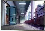  absurdres anchoku_0621 apartment building day door fire_extinguisher highres neon_genesis_evangelion no_humans plant scenery umbrella 