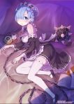  1girl blue_eyes blue_hair frills hair_over_one_eye maid re:zero_kara_hajimeru_isekai_seikatsu rem_(re:zero) short_hair 