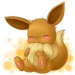  blush commentary_request eevee hands_on_own_chest no_humans pokemon pokemon_(creature) 