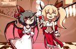  2girls blonde_hair closed_eyes fang flandre_scarlet multiple_girls older open_mouth remilia_scarlet setz short_hair smile touhou 