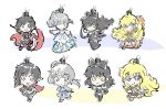  4girls blake_belladonna blue_eyes chibi grey_eyes iesupa keychain multiple_girls ruby_rose rwby violet_eyes weiss_schnee yang_xiao_long yellow_eyes 