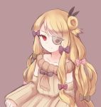  1girl akeyama blonde_hair eyepatch long_hair mahou_shoujo_ikusei_keikaku pfle red_eyes smile solo 