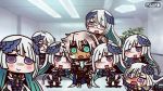  1boy armor blue_eyes blush chibi cosplay dark_skin dual_persona fate/apocrypha fate/grand_order fate/prototype fate/prototype:_fragments_of_blue_and_silver fate_(series) glasses lancer_(fate/prototype_fragments) long_hair looking_at_viewer multiple_girls open_mouth riyo_(lyomsnpmp)_(style) saber_of_black shielder_(fate/grand_order) shielder_(fate/grand_order)_(cosplay) silver_hair smile tears you_gonna_get_raped 