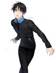  1boy artist_name black_hair gearous grey_eyes jacket lee_seung-gil male_focus parted_lips track_jacket yuri!!!_on_ice 