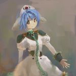  artist_request blue_hair cosplay galaxy_angel military_uniform mint_blancmanche short_hair tagme vanilla_h white_dress white_legwear 