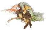  1boy animal_ears boots cat_ears cat_tail fuhito green_eyes lamento long_hair male_focus orange_hair shui_(lamento) simple_background solo tail very_long_hair white_background 