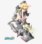 1girl blonde_hair blue_eyes hat long_hair looking_at_viewer observerz simple_background sleeveless solo zhan_jian_shao_nyu 
