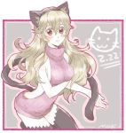  1girl animal_ears cat_ears cat_tail female_my_unit_(fire_emblem_if) fire_emblem fire_emblem_if kizuki_miki long_hair looking_at_viewer my_unit_(fire_emblem_if) red_eyes simple_background smile tail thigh-highs 