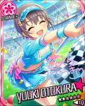  blush cap character_name closed_eyes dress grey_hair happy idolmaster idolmaster_cinderella_girls otokura_yuuki pole short_hair sports visor 