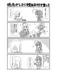  atago_(kantai_collection) blush breasts comic covering_face hair_ornament hair_over_one_eye hairclip hamakaze_(kantai_collection) kantai_collection large_breasts miuku_(marine_sapphire) monochrome neckerchief school_uniform shigure_(kantai_collection) short_hair teruzuki_(kantai_collection) translation_request 