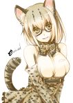 animal_ears bow bowtie cat_ears cat_tail commentary_request fang glasses gloves kemono_friends margay_(kemono_friends) margay_ears margay_tail sketch sleeveless spotted_hair tail takelu 