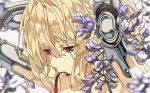  1girl blonde_hair blue_eyes cheese_kang hair_ribbon long_hair mechanical_hands ribbon solo violet_(flower) violet_evergarden violet_evergarden_(character) 