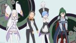  2boys 3girls crusch_karsten dancing emilia_(re:zero) kono_subarashii_sekai_ni_shukufuku_wo! multiple_boys multiple_girls natsuki_subaru pantyhose parody petelgeuse_romaneeconti re:zero_kara_hajimeru_isekai_seikatsu rem_(re:zero) rokuuso thigh-highs tomorrow_(konosuba) 