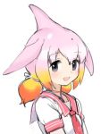  :d artist_request black_eyes blonde_hair blush chinese_white_dolphin_(kemono_friends) choker collar commentary_request dot_nose dress eyebrows_visible_through_hair fins from_side gradient_hair hair_between_eyes hair_ornament hair_ribbon kemono_friends looking_at_viewer low_twintails multicolored_hair necktie official_art open_mouth orange_hair pink_hair pink_necktie ribbon sailor_collar sailor_dress short_hair short_sleeves simple_background smile tareme twintails upper_body white_background white_dress white_ribbon 