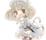  1girl blush boots captain_grace cat_tail chibi hat kirin_neko lowres mahou_shoujo_ikusei_keikaku mahou_shoujo_ikusei_keikaku_limited pirate pirate_hat smile solo tail thigh-highs 