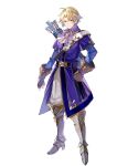  arrow blonde_hair boots fingerless_gloves fire_emblem fire_emblem:_fuuin_no_tsurugi fire_emblem_heroes full_body gloves highres klein_(fire_emblem) male_focus official_art quiver transparent_background violet_eyes 