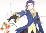  1boy dg081 flower gloves male_focus open_mouth purple_hair solo tales_of_(series) tales_of_vesperia upper_body violet_eyes white_background yeager_(tales) 