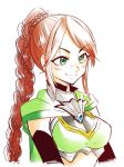  1girl braid breastplate cassie_(paladins) green_eyes long_hair nanashiba paladins redhead single_braid sketch smile solo upper_body very_long_hair 