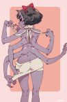  1girl ass back butt_crack extra_arms extra_eyes female from_behind highres horn insect_girl looking_back md5_mismatch meme_attire monster_girl muffet multiple_arms norasame_(dagako) profile resized ribbon solo spider_girl undertale virgin_killer_sweater 