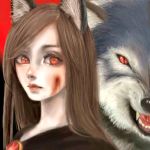  1girl animal animal_ears bangs blood blood_on_face brown_hair commentary_request dress expressionless fang fangs_out fur glowing glowing_eyes imaizumi_kagerou jewelry long_hair looking_at_viewer miyako_yamamoto monster_girl red_eyes slit_pupils solo touhou upper_body werewolf wolf wolf_ears 