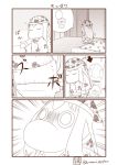  (o)_(o) 1girl :x blinds cabinet cat closed_eyes comic commentary directional_arrow futon highres horns indoors kantai_collection long_hair md5_mismatch monochrome moomin muppo northern_ocean_hime pajamas rabbit sazanami_konami shinkaisei-kan sidelocks silent_comic solo tail thought_bubble toilet translated truth twitter_username undressing 