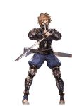  1boy alpha_transparency arm_guards armor full_body gran_(granblue_fantasy) granblue_fantasy japanese_armor kuji-in leotard male_focus mask minaba_hideo ninja ninja_(granblue_fantasy) official_art scabbard sheath shin_guards solo sword transparent_background unsheathed weapon wide_stance 