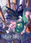  1girl artist_name character_name falling full_body green_eyes green_hair hatsune_miku highres long_hair pantyhose solo twintails vocaloid zhayin-san 