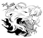  1boy animal_ears character_name copyright_name floating_hair inuyasha inuyasha_(character) jewelry monochrome motobi_(mtb_umk) necklace pearl_necklace profile solo upper_body white_hair 