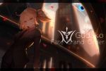  1girl ahoge character_name cityscape command_spell copyright_name fate/grand_order fate_(series) formal fujimaru_ritsuka_(female) highres necktie orange_hair short_hair side_ponytail suit tomaat yellow_eyes 