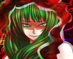  evil_grin evil_smile green_hair grin ikkei_dou kagiyama_hina long_hair ribbon ribbons smile touhou 