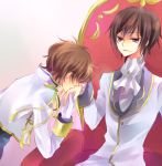  brown_hair code_geass hand_kiss karu kiss kururugi_suzaku lelouch_lamperouge purple_eyes short_hair violet_eyes yuzuki_karu 