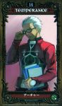  adjusting_glasses archer b_suke bespectacled book closed_eyes fate/stay_night fate_(series) glasses highres long_sleeves male scan solo tarot 