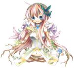  bad_id blue_eyes butterflies butterfly flower long_hair megurine_luka midriff pink_hair traditional_media vocaloid young 