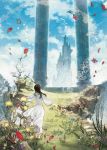  bird birds bridge brown_hair cloud clouds dress flower grass landscape long_hair mono na2 nature outdoors outside petals plant plants playstation_2 shadow_of_the_colossus sky soles standing temple tower tree trees 