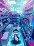  closed_eyes drugs fluorescent_lamp lying messy_room on_back original pharmacy pill pills school_uniform serafuku shop sleeping zain 