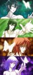  allelujah_haptism butterflies butterfly gundam gundam_00 highres lyle_dylandy male multiple_boys parody setsuna_f_seiei shirtless tieria_erde topless 